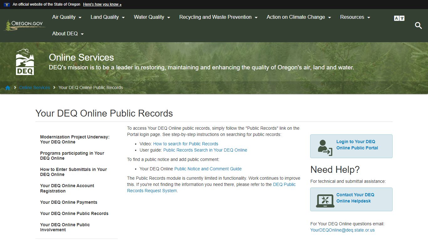 Your DEQ Online Public Records - oregon.gov